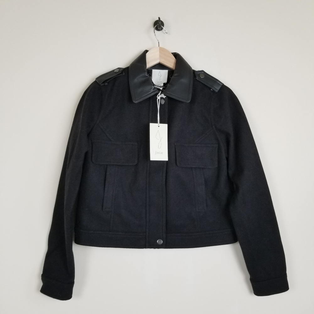 Joie Jacket Faux Leather Trim Small NWT